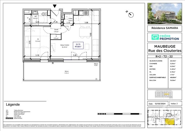 Afficher la photo en grand Appartement T2 à vendre - 2 pièces - 49.6 m2 - MAUBEUGE - 59 - NORD-PAS-DE-CALAIS - Century 21 Art-Immo