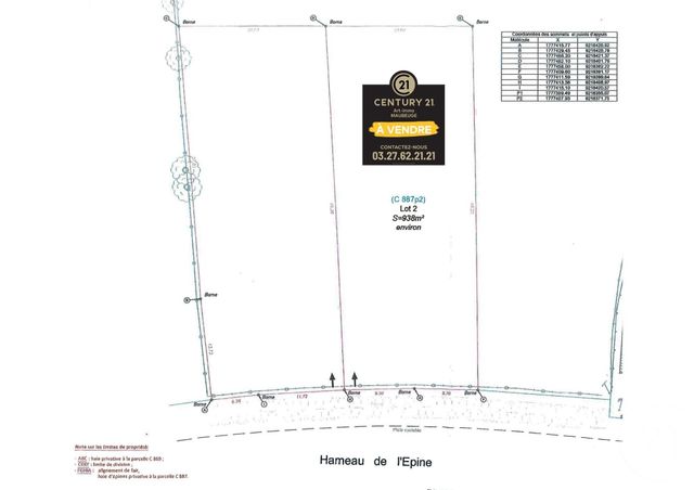 Afficher la photo en grand terrain à vendre - 938.0 m2 - SOLRE LE CHATEAU - 59 - NORD-PAS-DE-CALAIS - Century 21 Art-Immo